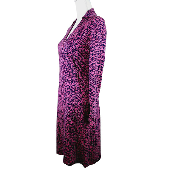Diane Von Furstenberg SZ 4 New Jeanne Two Wrap Dress Floral Check Tiny Rose $398 - Picture 4 of 7